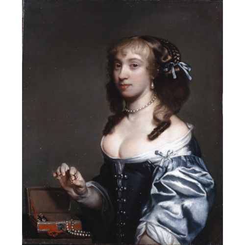 A Young Woman with jewels and vanity box